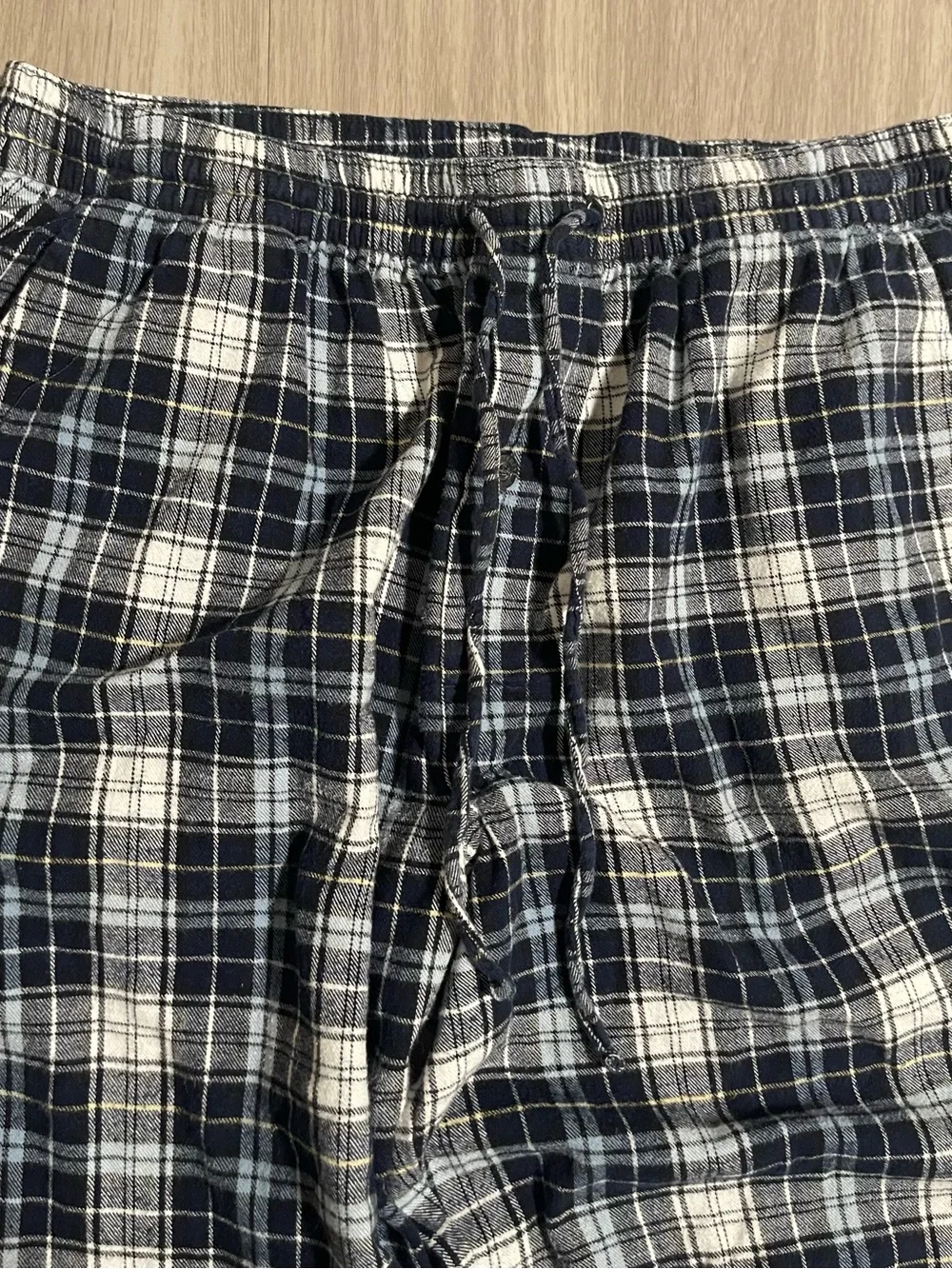 Men's Navy and White Plaid Lounge Pants